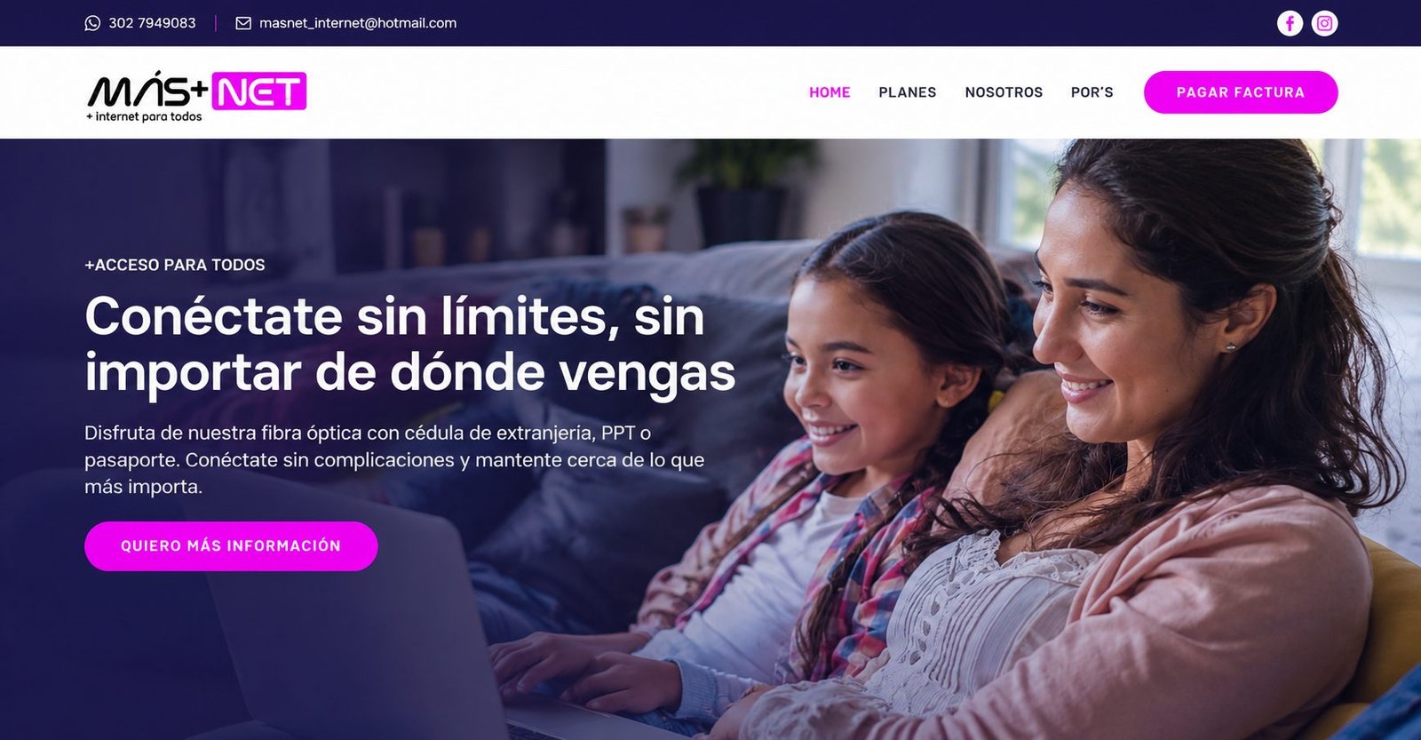 Captura web Masnet Internet